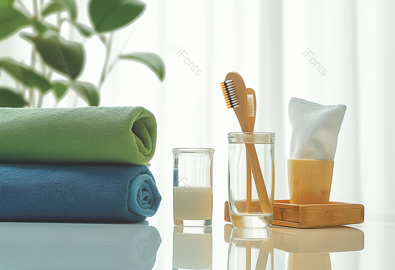 摆放整齐的家居洗漱用品牙膏毛巾摄影实拍图,高清,摄影图,摄影图片,图片大全,摄影图免费下载